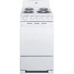 RE203W 20" Electric Range, 4 Coil Elements, White, 2.3 Cuft Oven Capacity, on Indicator Lights for Oven and Elements