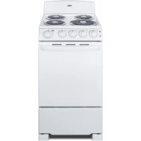 RE203W 20" Electric Range, 4 Coil Elements, White, 2.3 Cuft Oven Capacity, on Indicator Lights for Oven and Elements